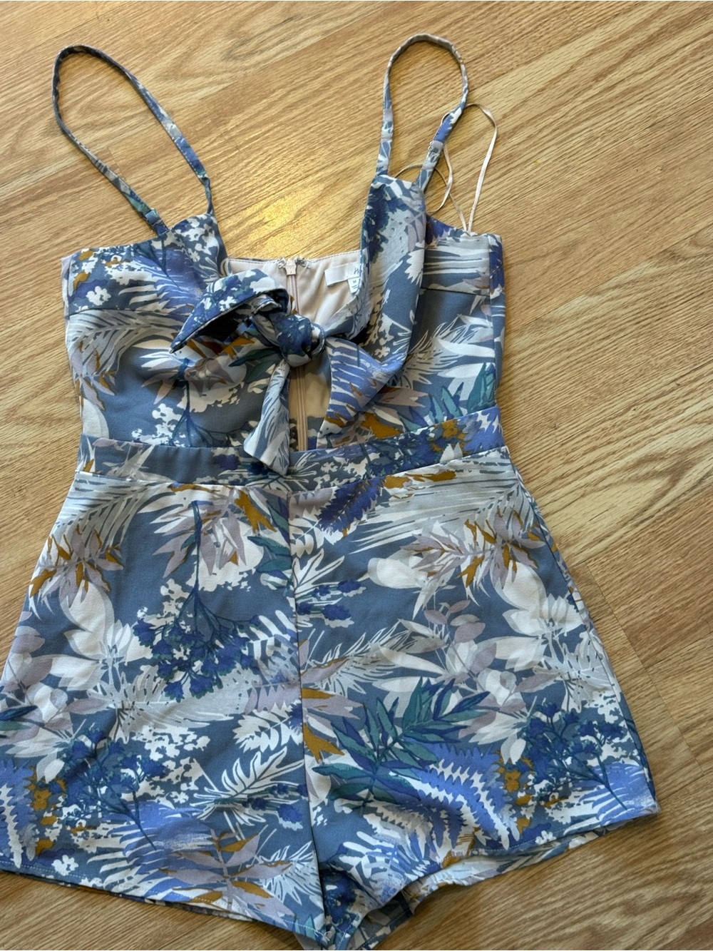 Blue Floral Honey Belle Womenβs medium One-Piece Romper